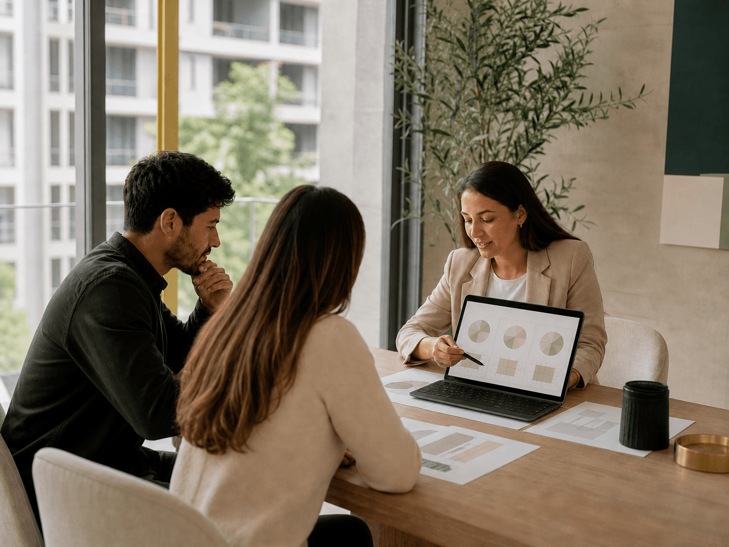 Comparación acompañada de distintos escenarios inmobiliarios